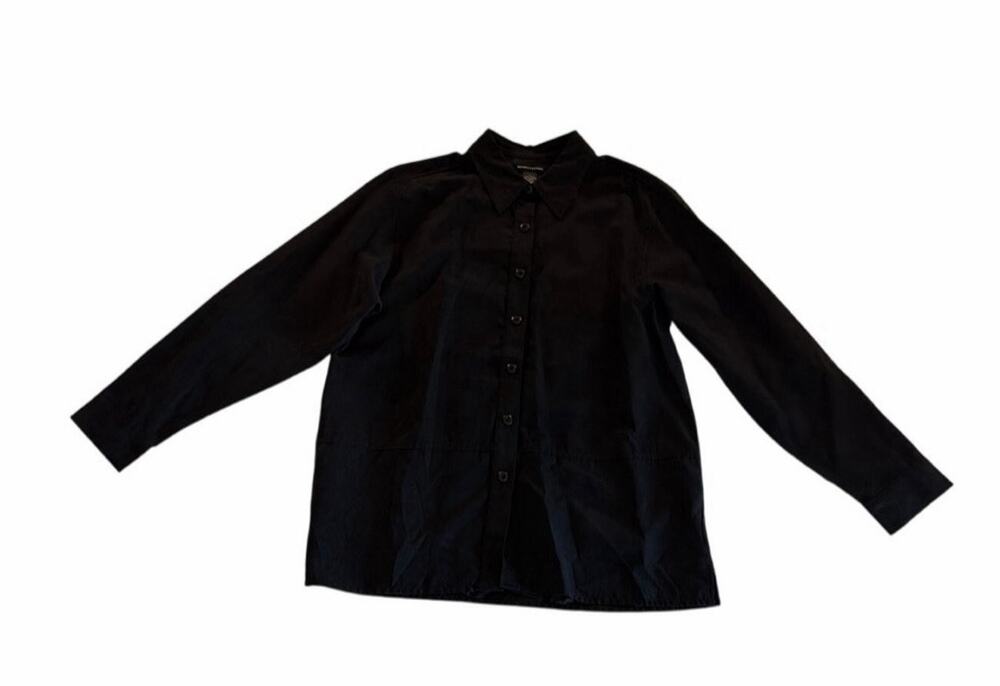 Vintage Goodclothes Velvet Button Up Shirt Black Large Y2K